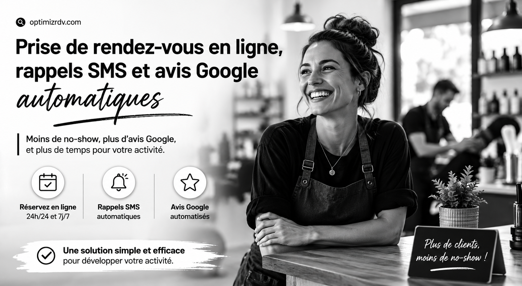 Prise de rendez-vous en ligne avec rappels SMS et avis Google