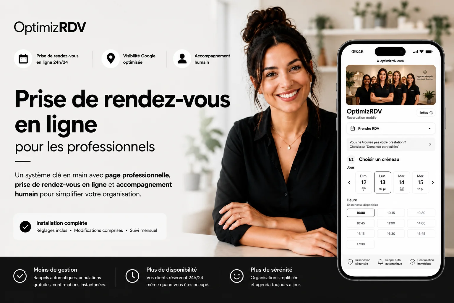 Système de prise de rendez-vous en ligne OptimizRDV pour professionnels